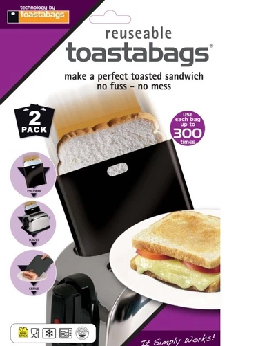 Toastabags Reuseable Toaster Toasted Sandwich Bag Pack Of 2 Use Up To 300 Times