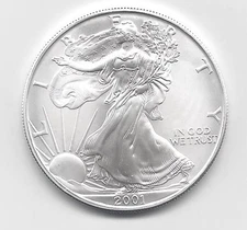 2001 - 1 oz American Silver Eagle Coin - One Troy oz .999 Bullion