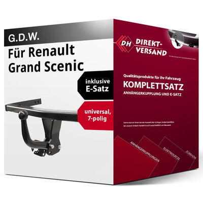 Für Grand Scenic IV R9 (G.D.W.) Anhängerkupplung starr + E-Satz 7pol universell