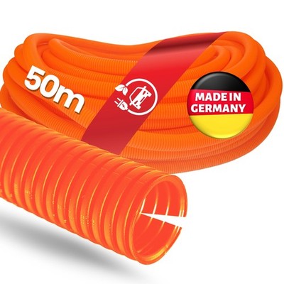 50 Meter Kaliitec Wellrohr PPmod NW 8,5 geschlitzt orange I  Wellschlauch offen