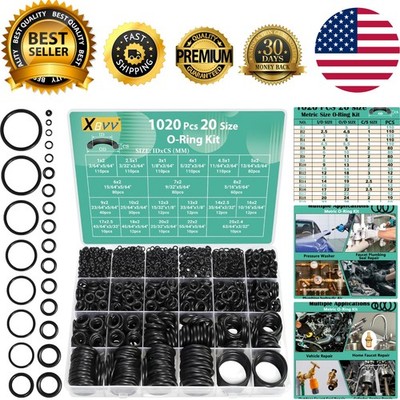 1020 Pcs O Ring Kit 20 Size Nitrile Rubber O Ring Assortment Set for Car Auto...
