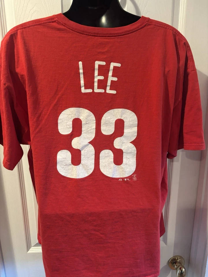 Philadelphia Phillies Cliff Lee 33 Jersey Estilo Camiseta Hombre’s 2XL Majestuosa Foto 3 de 4