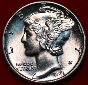Uncirculated 1941 Philadelphia Mint Silver Mercury Dime