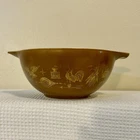 Vintage Pyrex Early American #442 1 1/2 Qt Cinderella Mixing Bowl Brown Gold