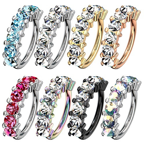 Tragus Ohr Helix Nasen Septum Piercing Continuous Ring mit Zirkonia Kristallen - Bild 1 von 10