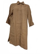 Women's sz M Max Mara linen beige shirt dress new without tags #1118 made Italy