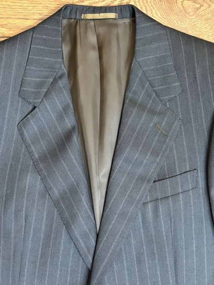 Traje de lana vintage Ermenegildo Zegna para hombre gris carbón rayas talla 40 EE. UU.? 34x31? Foto 4 de 4