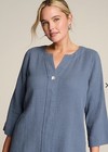 J Jill Pure Jill Cotton-Gauze One-Button Tunic Light Dusk Blue Size PM $80