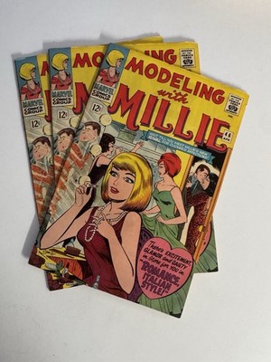 MODELING WITH MILLIE #46 Marvel Comic - ROMANCE, ITALIAN STYLE! 1966 - Lot of 3