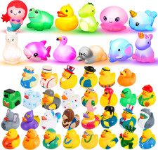 30 Pcs Rubber Ducks with 12 Light Up Bath Toys, Kids Baby Shower Toy Set