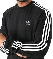 ADIDAS ORIGINALS 3 STRIPES TREFOIL CREW SWEATSHIRT IM2087 Black White Men  s S
