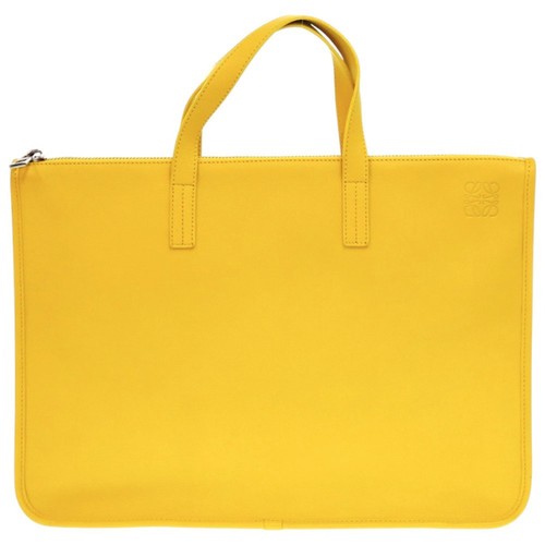 Good condition LOEWE anagram A4 leather yellow business bag 1903 LOEWE