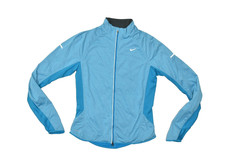Nike Dri-FIT Women's Light Blue Running Jacket Full Zip Size M Reflective Polyes