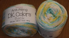 Lot of 2 Cakes, Premier Anti-Pilling Dk Colors Batik, 5oz/383yds, Lollipop