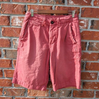 American Eagle Chino Shorts Mens 28 Red Longer Length Cotton Twill