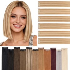 100 Human Hair Extensions 6 Pieces Clip In Real Remy Hair FULL HEAD Halloween M