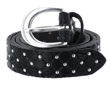 b.belt Lilou Silver Leder-Nietengürtel W80 Black