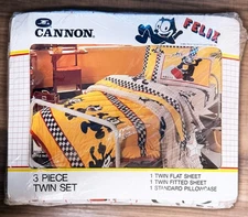 Vintage 80's Cannon B43 FELIX THE CAT 3-Piece TWIN Sheet Set NEW Made in USA