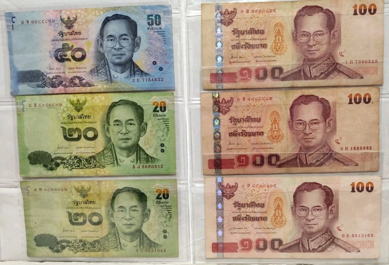 Lot of 6 Thailand Komg Rama Banknotes 2005 - 2017