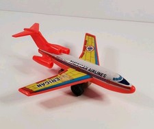 VINTAGE RARE JAPAN SAITO FRICTION TIN TOY AIRPLANE BOEING 727 AMERICAN AIRLINES