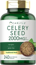 Celery Seed Capsules 2000mg | 240 Count | Herb Extract Supplement | by Carlyle 