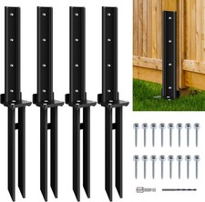 4 Pack Fence Post Repair Kit Heavy Duty Steel Anchor Stakes Ground Spike Bracket