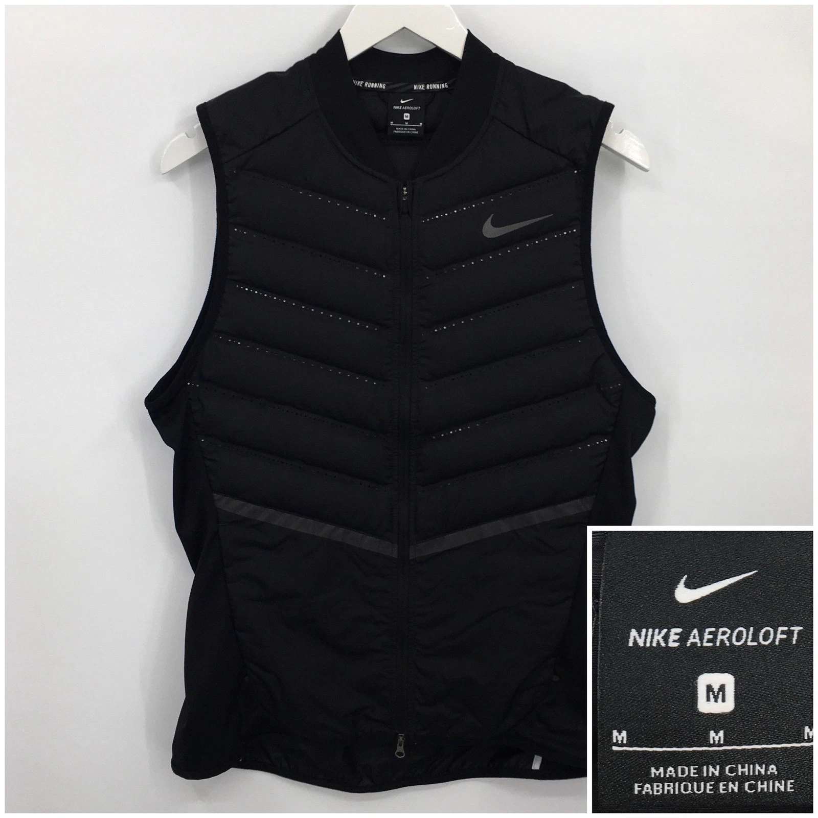 Nike Aeroloft 800 Running Down Vest Mens Medium Black Puffer Full Zip 800497-010 image 1
