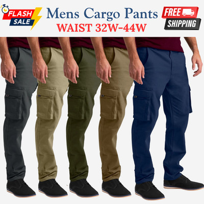 Men's Cargo Pants Heavy Duty Stretch Relaxed-Fit 12 Pocket Workwear Casual Pants