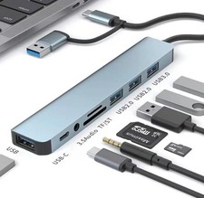 8-IN-1 Type-C HUB USB Multiport Card Reader Adapter Laptop Docking Station