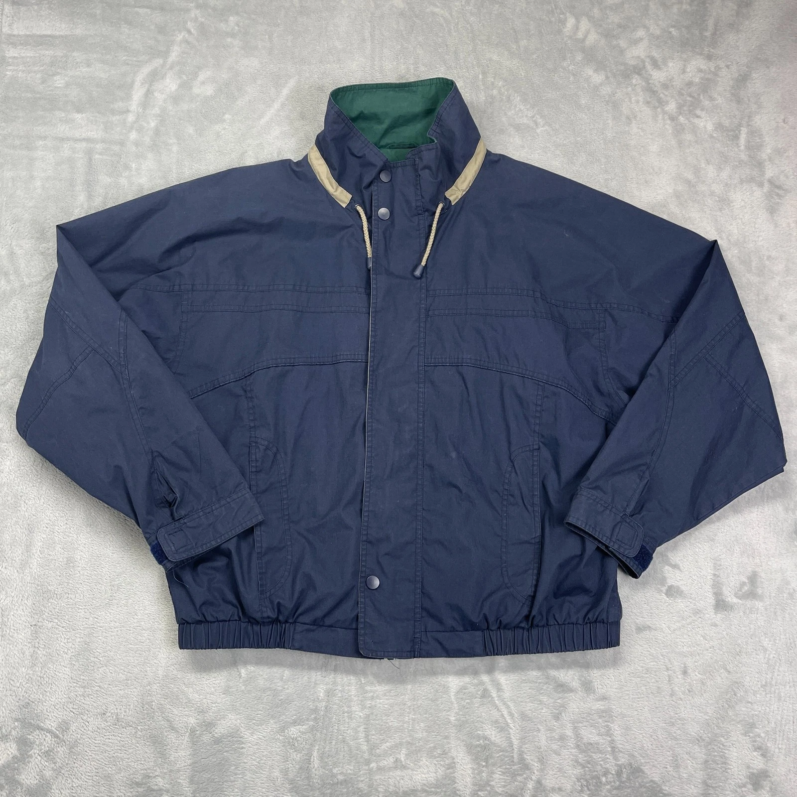 Van Heusen Windbreaker Jacket Mens XL Blue Long Sleeve Lightweight Full Zip Snap