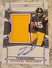 2022 Tyler Goodson National Treasures Rookie Card Auto Autograph RPA Purple /49. rookie card picture