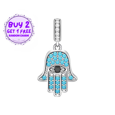 Hamsa Hand Charm, Blue Beaded Charm, Eye Charm, Faith Related Charm