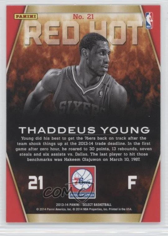 2013-14 Panini Select Red Hot Thaddeus Young #21 - Image 2 of 2