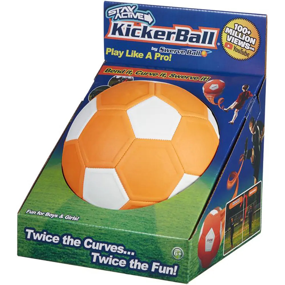 Kickerball Swerving Football Size 4 Toy in Orange & White Swerveball Swerve Bend