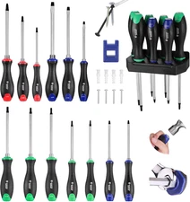 Magnetic Screwdriver Set 24-Piece, Go-Thru Screwdriver Set Kit with Wall Mount R