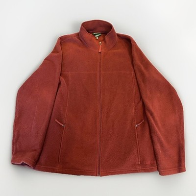 LL Bean Fleece Windbreaker Jacket Mens LTall Red/Burgundy Polartec Full Zip Warm