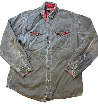 VTG Cabela's Roughneck Canvas Flannel Lined Button Up Shirt Jacket XLT Grunge