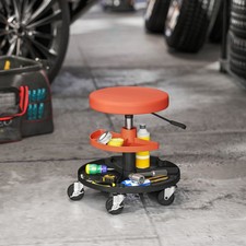 Rolling Mechanic Stool, 135kg Capacity 360° Swivel Workshop Stool, Yellow
