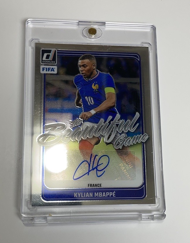 2023/24 Panini Donruss Kylian Mbappe #BG-KM The Beautiful Game Auto Soccer Card