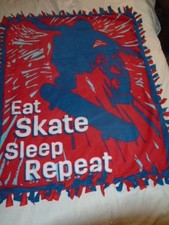 Skate Board Tony Hawk  Double Sided Handmade Hand Tied Fleece Rag Blanket ~New