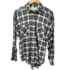 Levi's Flannel Shirt Mens Medium Button Up Long Sleeve Green Plaid Vintage