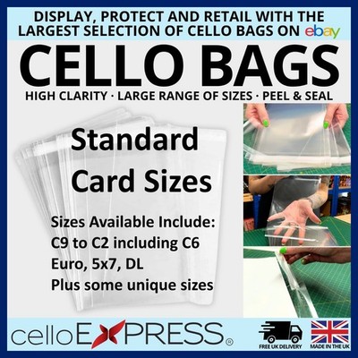 Klare Cello Zellophantüten selbstklebend für Standard Grußkarte - Display Tasche
