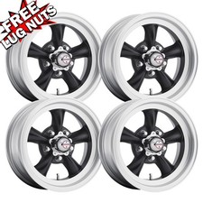 Set-4 American Racing Vn105 15x7 5x4.75 Black Machined -6mm Wheels 15