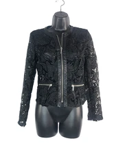 INC International Concepts Womens Size PS Long Sleeve Crochet Lace Zip Jacket