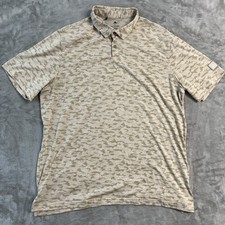 adidas Golf Polo Shirt Mens XL Beige Camo Performance Stretch Short Sleeve