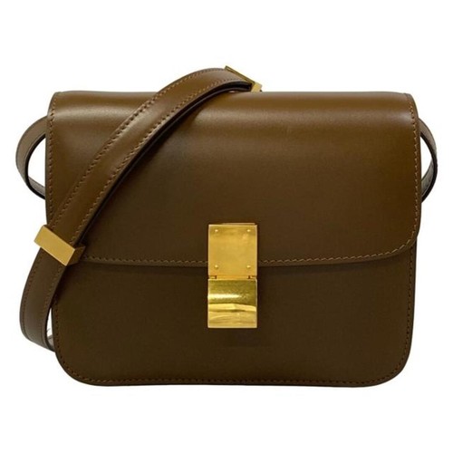 Celine Teen Classic Shoulder Bag Leather Dark Brown Used From Japan