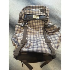 Wenzel Tent & Gear Co Gingham Canvas Backpack Beige Brown Checkered Rucksack
