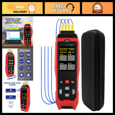 4-Channel Thermocouple Thermometer Data Logger K/J/T Type, -328~2501  Range, USB