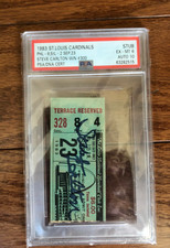 STEVE CARLTON 300 Win Ticket 1983 PSA 6 EX-MINT AUTO 10 POP 2, ONLY 2 Higher!!!!