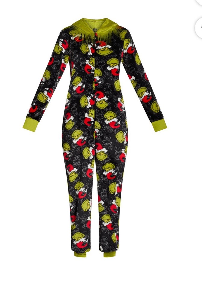 Tuta Intera Donna Grinch Per Halloween O Natale, Taglia M, Verde Con Cappuccio